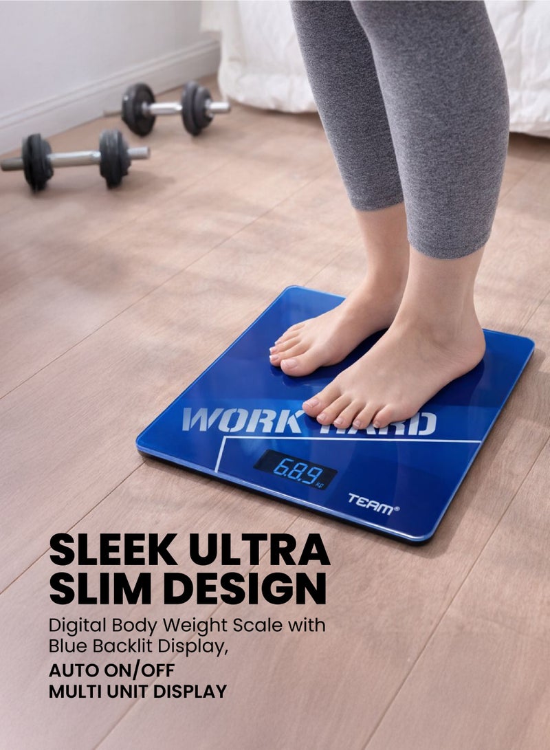 TEAM Digital Bathroom Scale – High Precision Strain Gauge, 180kg Capacity, LCD Display, Auto On/Off, Tempered Glass, AAA Battery Powered - Image 2